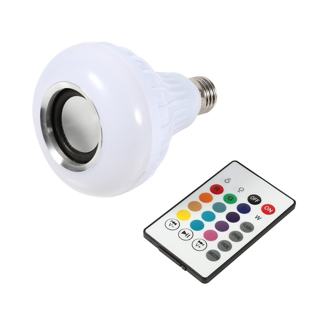 E27 12W LED RGB Bluetooth Speaker Bulb Multi-Color Setting Light Bulbs  Wireless Music Playing Lamp with 24 Keys Remote: Buy Online at Best Price  in Egypt - Souq is now Amazon.eg